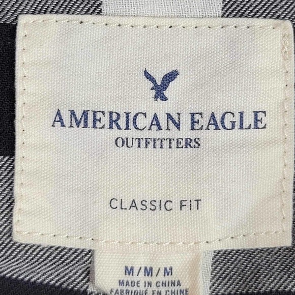 American Eagle AE Plaid Flannel Shirt Long Sleeve Button Up Black LS Soft - Picture 6 of 12
